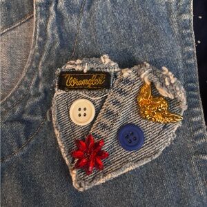 Wrangler Blue Denim with Heart Patch and Buttons